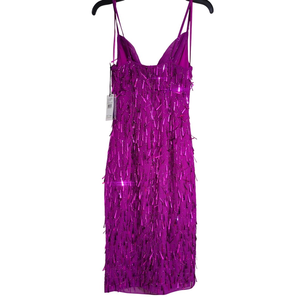 Liv Foster Purple Dress Beaded Sequin Midi Cocktail Party Formal Size 2 NWT